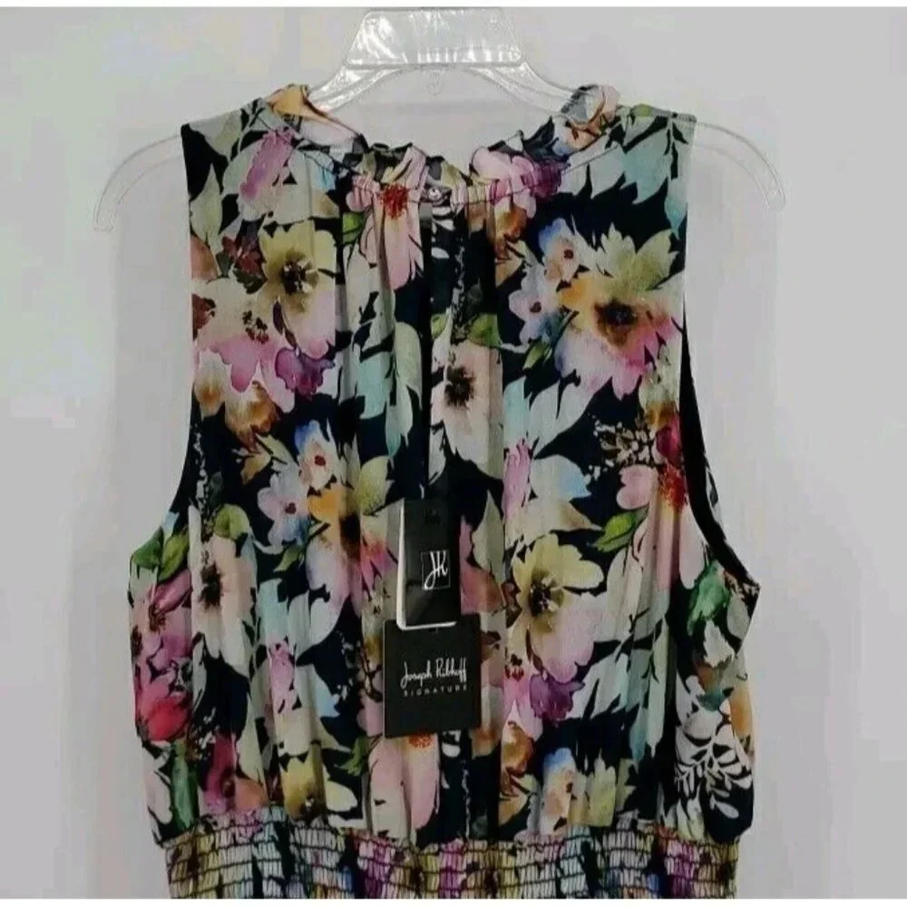 Joseph Ribkoff Sz 16 Midnight Blue-Multi Floral Halter Dress Style 221334 Easter - Picture 9 of 15